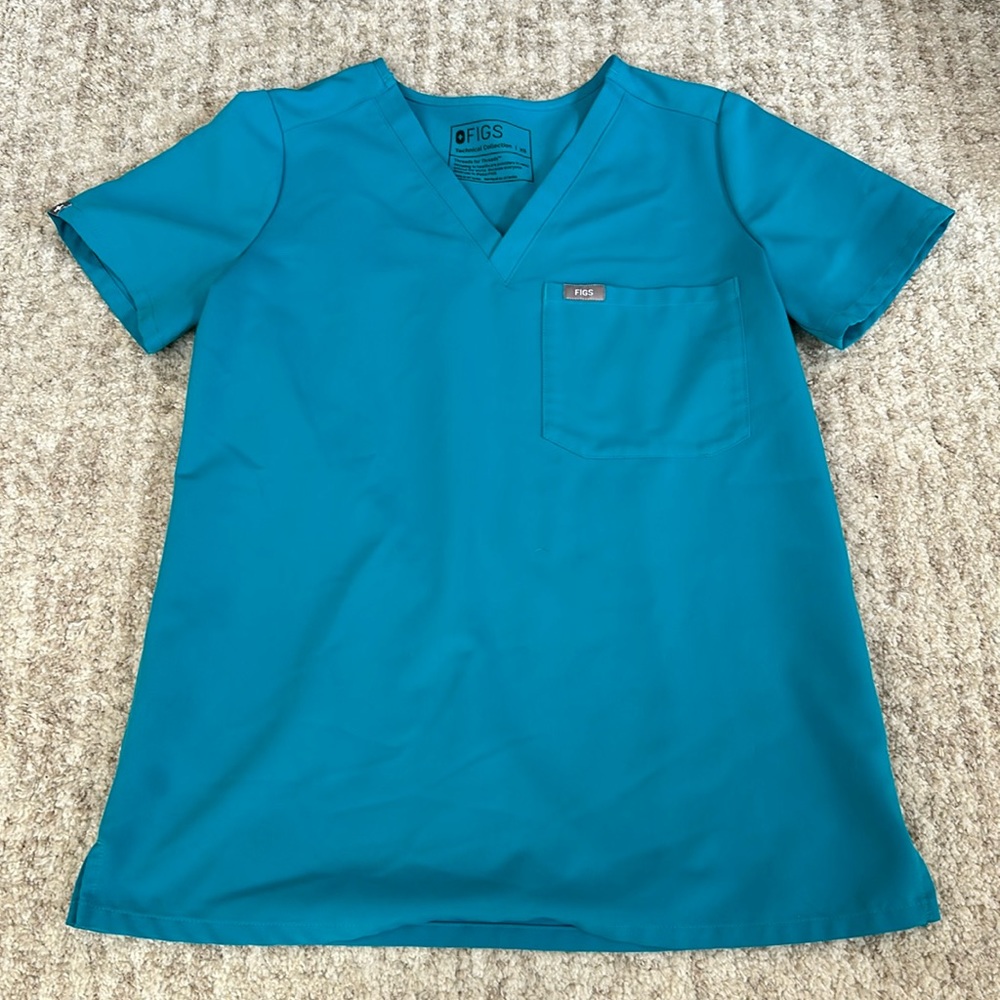 Figs Catarina 1 pocket scrub top - teal